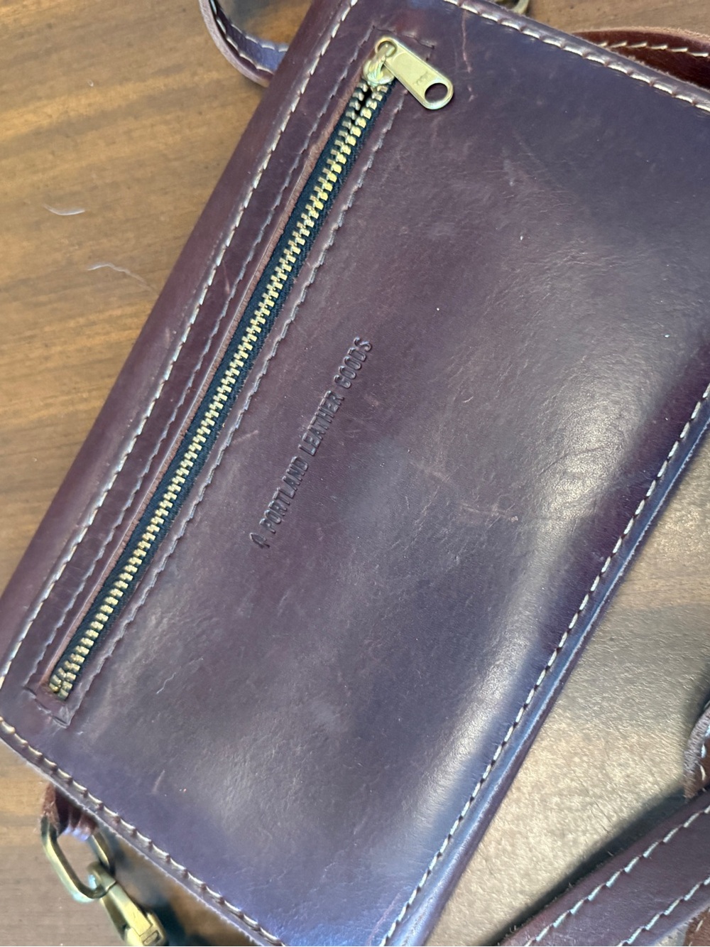 Portland Leather Cognac Crunchwrap Crossbody Envelope Wallet - Picture 2 of 4